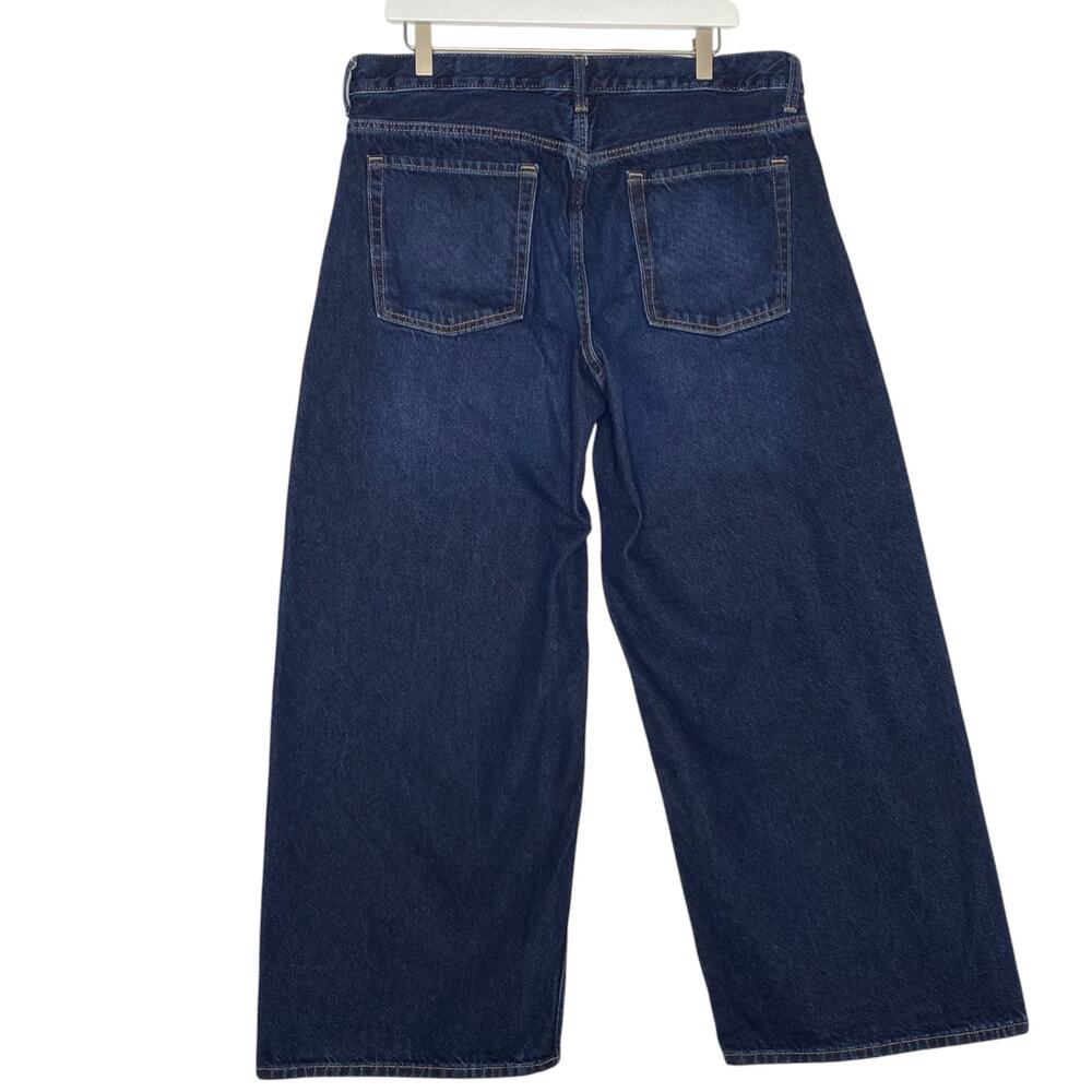 Old Navy Baggy Wide Leg Jeans Dark Wash Mid Rise Sz 14 Petite Skater Streetwear - Picture 9 of 13